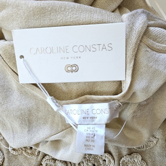 New Caroline Constas Cala Shimmery Knit Embroidered Floral Maxi Dress X-Small - Picture 12 of 13